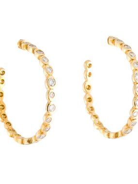 IPPOLITA 18K 750 YELLOW GOLD 0.52CTW DIAMOND STARDUST STARLET HOOP EARRINGS